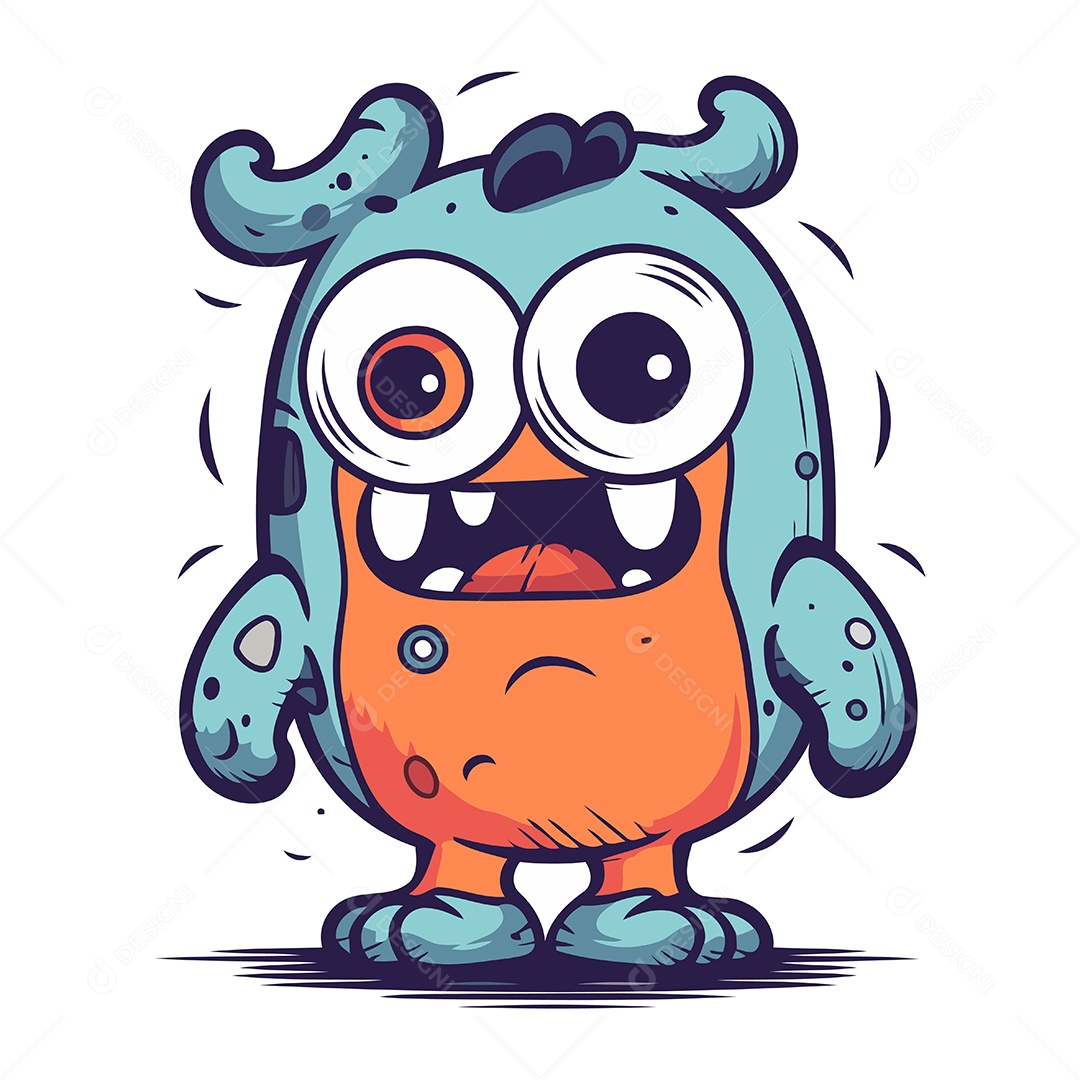 Monstro de Desenho Animado Ilustração Vetor EPS