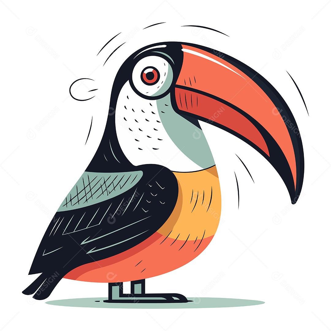 Tucano de Desenho Animado Ilustração Vetor EPS