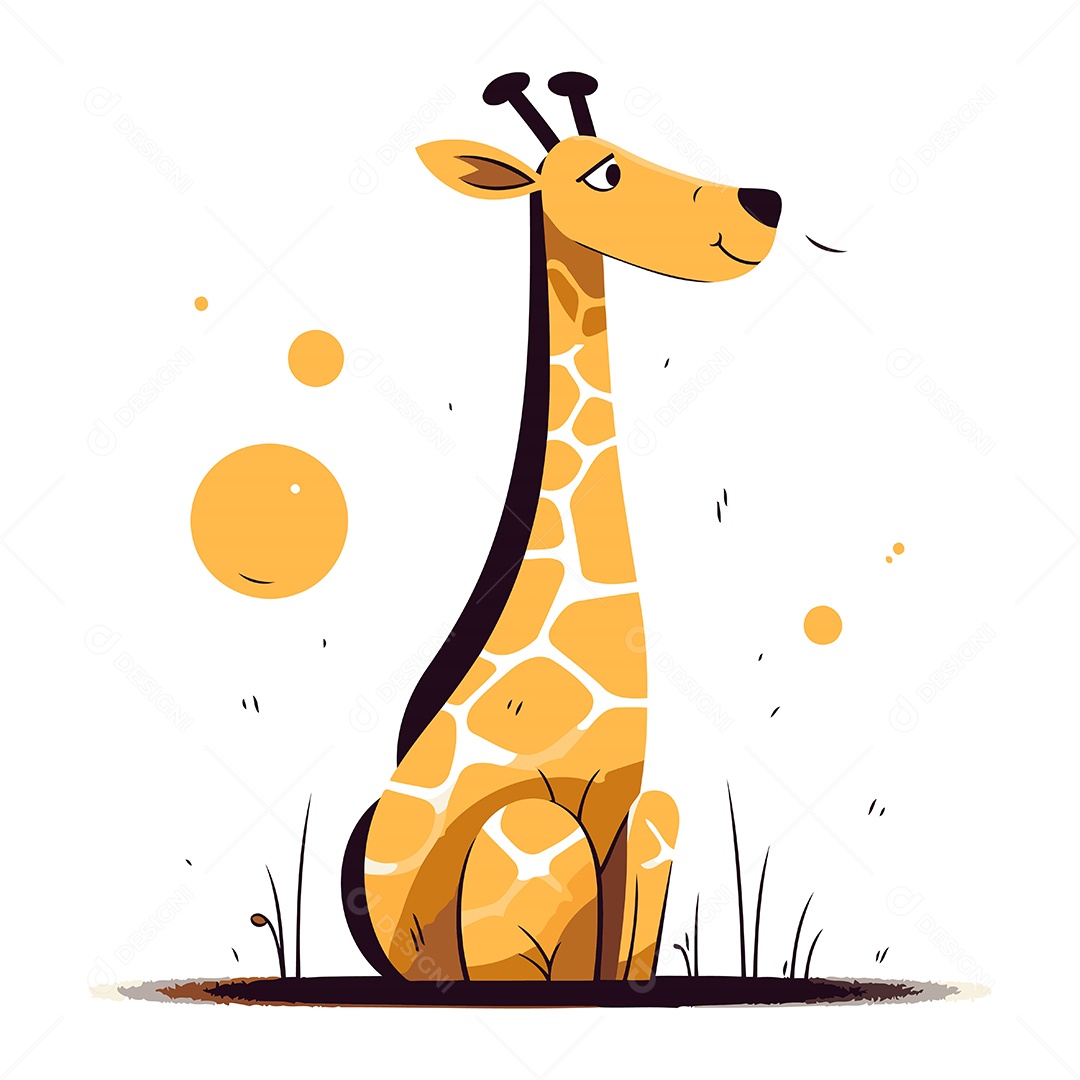 Girafa Fofa de Desenho Animado Ilustração Vetor EPS