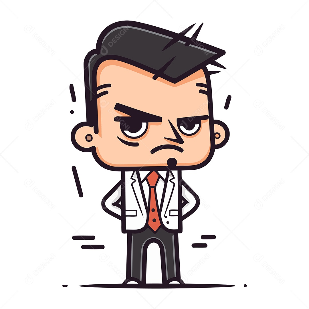 Empresário Irritado de Desenho Animado Ilustração Vetor EPS