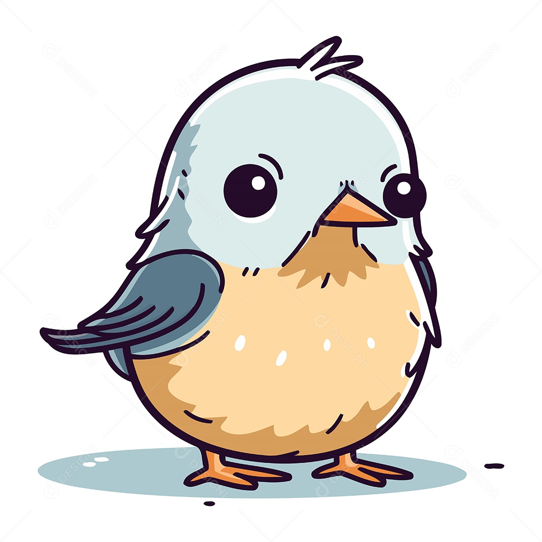 Passarinho Fofo de Desenho Animado Ilustração Vetor EPS