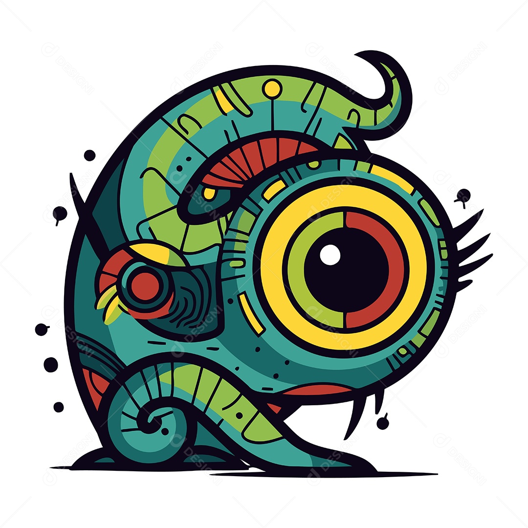 Monstro Fofo de Desenho Animado Ilustração Vetor EPS