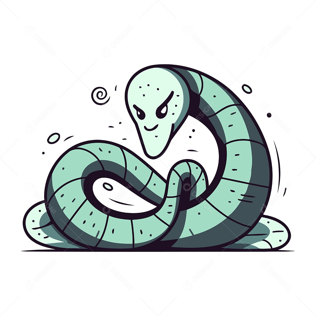 Cobra Fofa de Desenho Animado Ilustração Vetor EPS