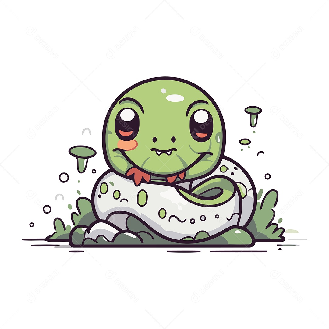 Cobra Fofa de Desenho Animado Ilustração Vetor EPS