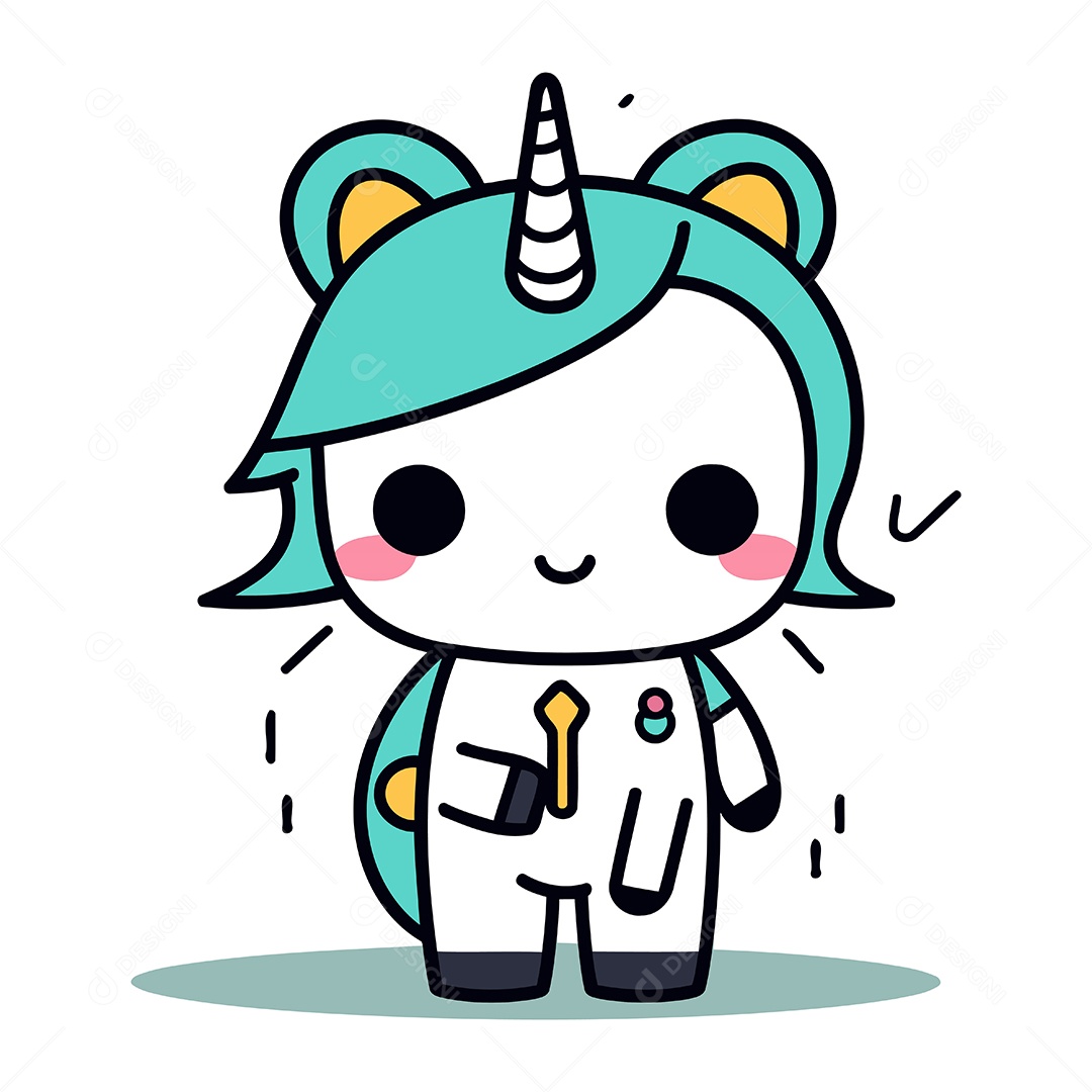 Unicórnio Fofo de Desenho Animado Ilustração Vetor EPS