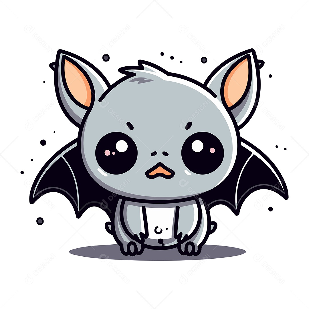 Morcego Bonitinho de Desenho Animado Ilustração Vetor EPS