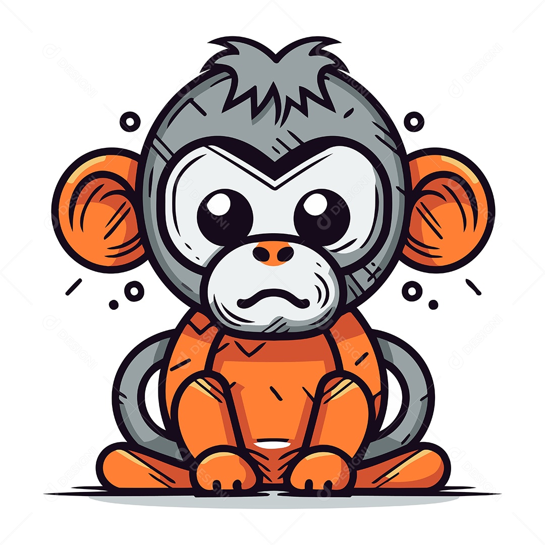 Macaco Sentado no Chão Ilustração Vetor EPS