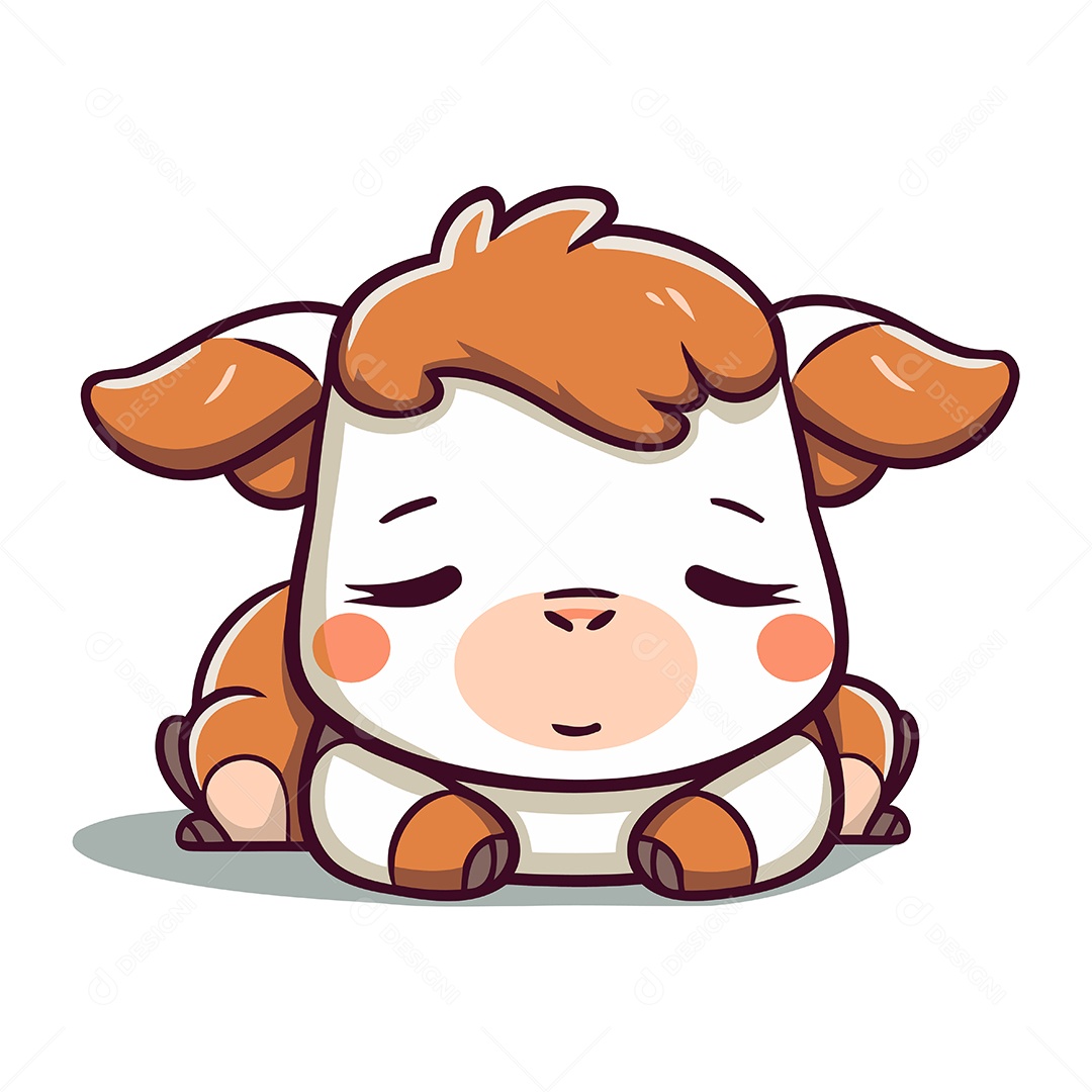Vaca Fofa de Desenho Animado Ilustração Vetor EPS