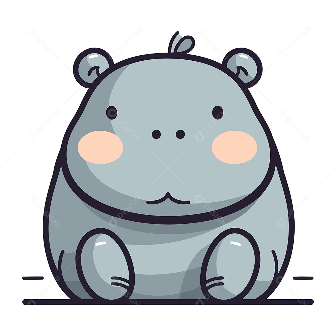 Hipopótamo Fofo de Desenho Animado Ilustração Vetor EPS