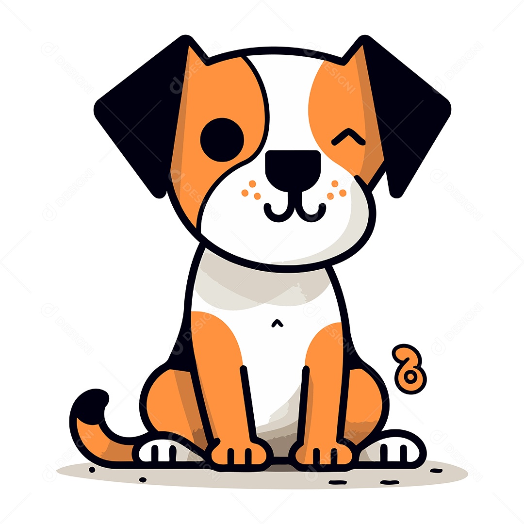 Cachorro Fofo Sentado Ilustração Vetor EPS