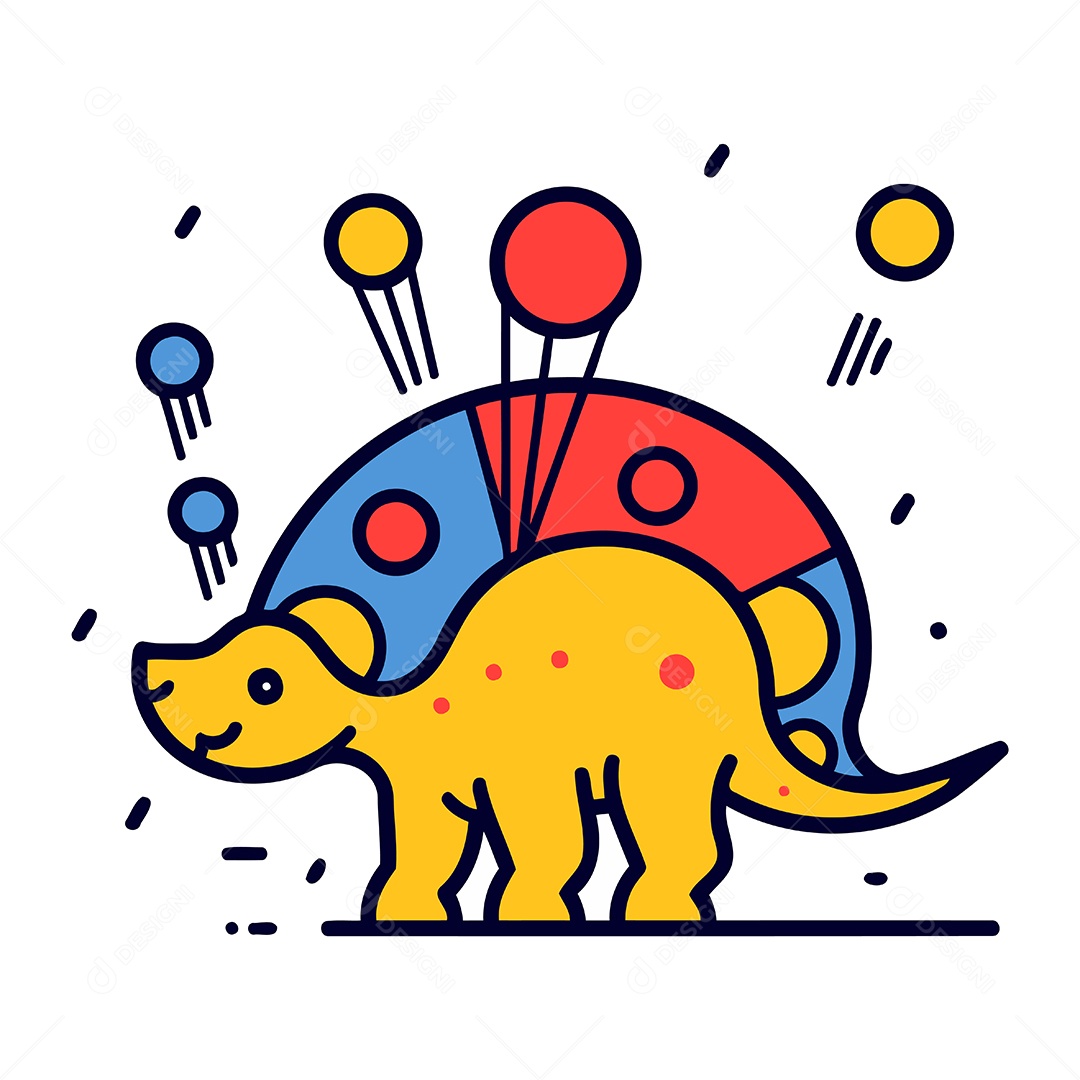 Dinossauro Fofo de Desenho Animado Ilustração Vetor EPS