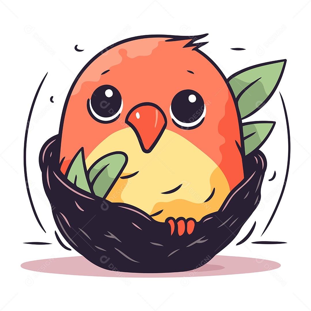 Lindo Passarinho no Ninho Ilustração Vetor EPS