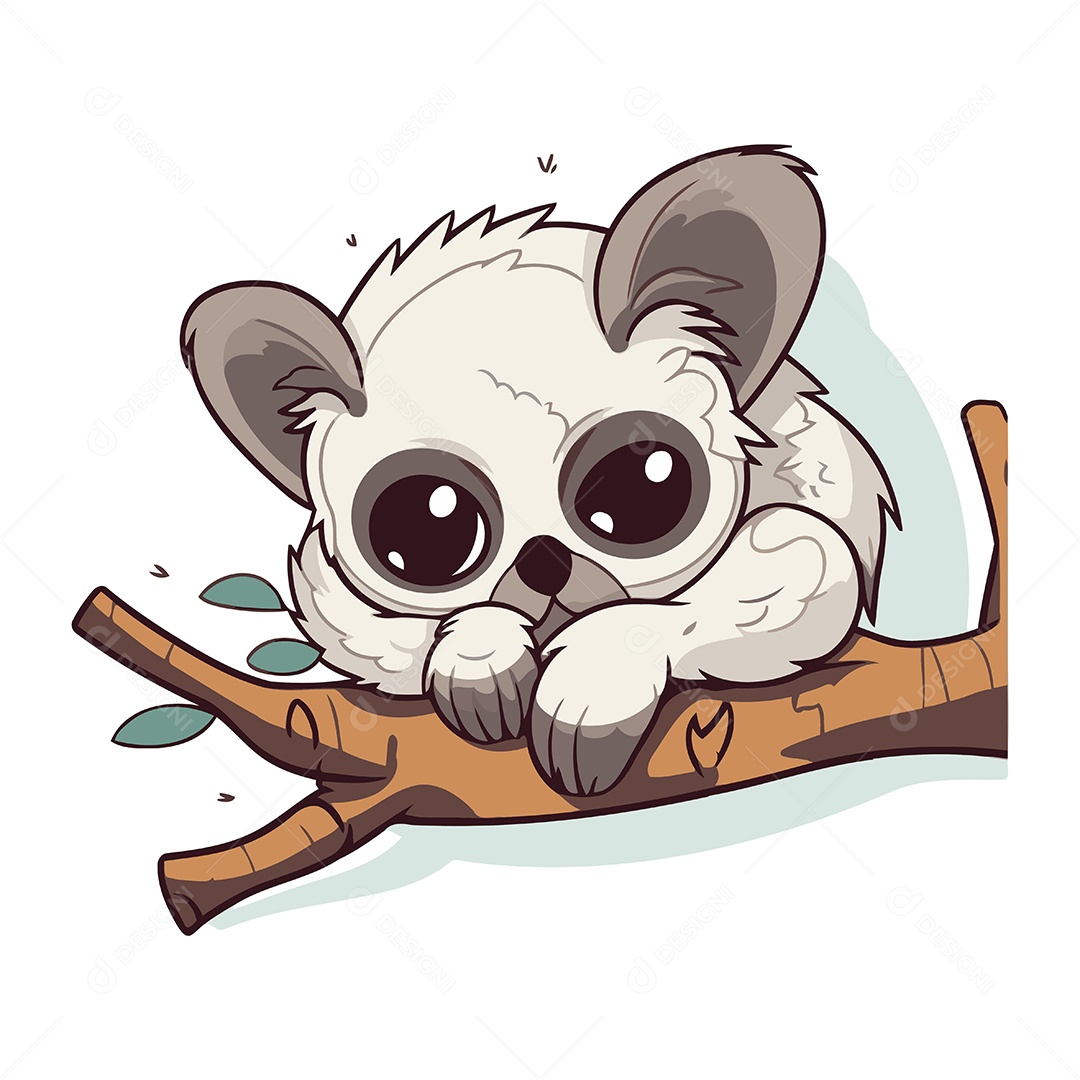 Lêmure Bonitinho de Desenho Animado Ilustração Vetor EPS