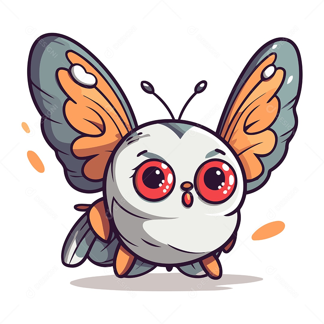 Borboleta de Desenho Animado Ilustração Vetor EPS