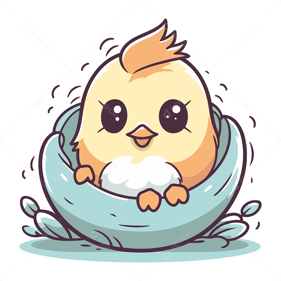 Pintinho de Desenho Animado Ilustração Vetor EPS