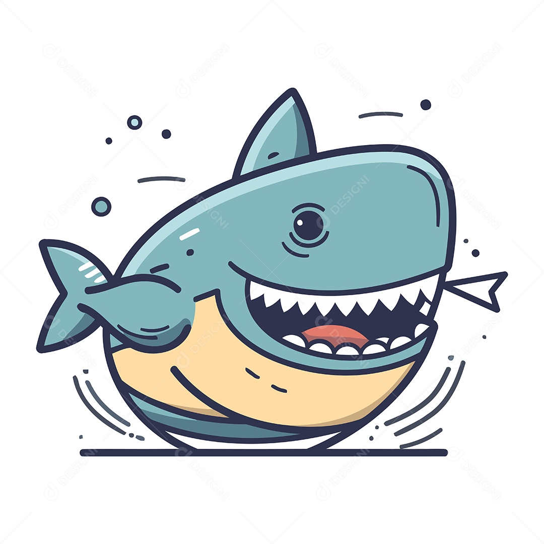Tubarão de Desenho Animado Ilustração Vetor EPS
