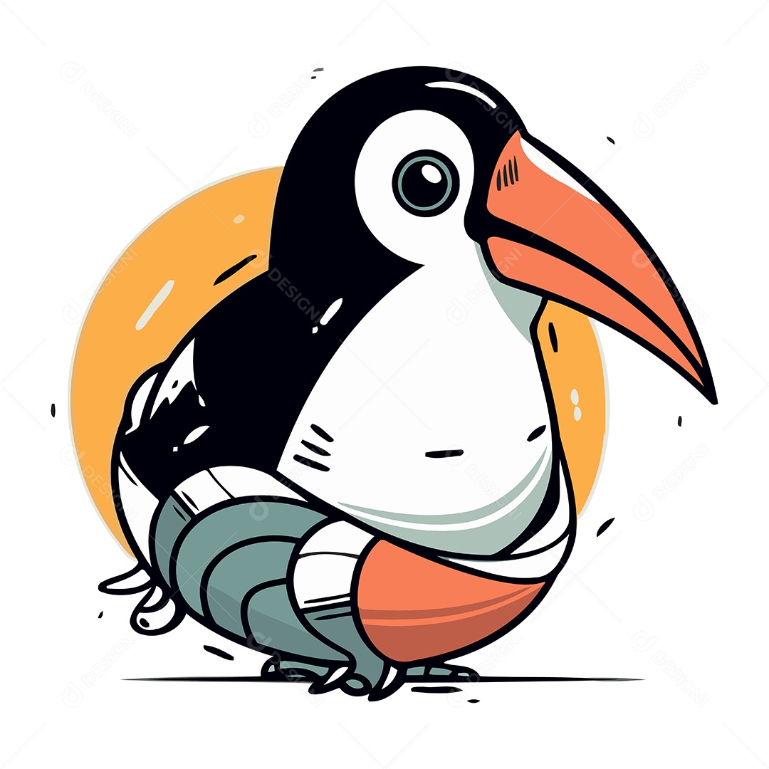 Tucano de Desenho Animado Ilustração Vetor EPS