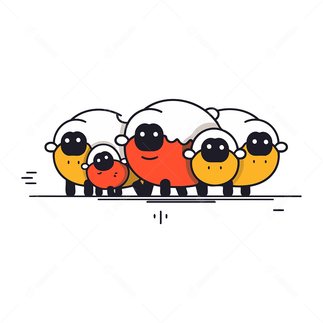 Ovelhas de Desenho Animado Ilustração Vetor EPS