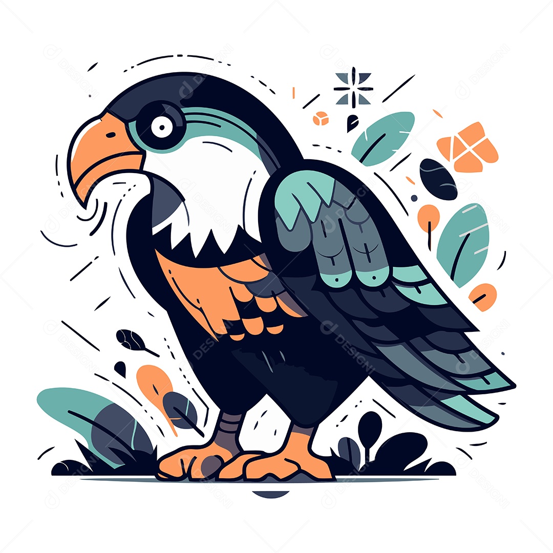 Águia Americana de Desenho Animado Ilustração Vetor EPS