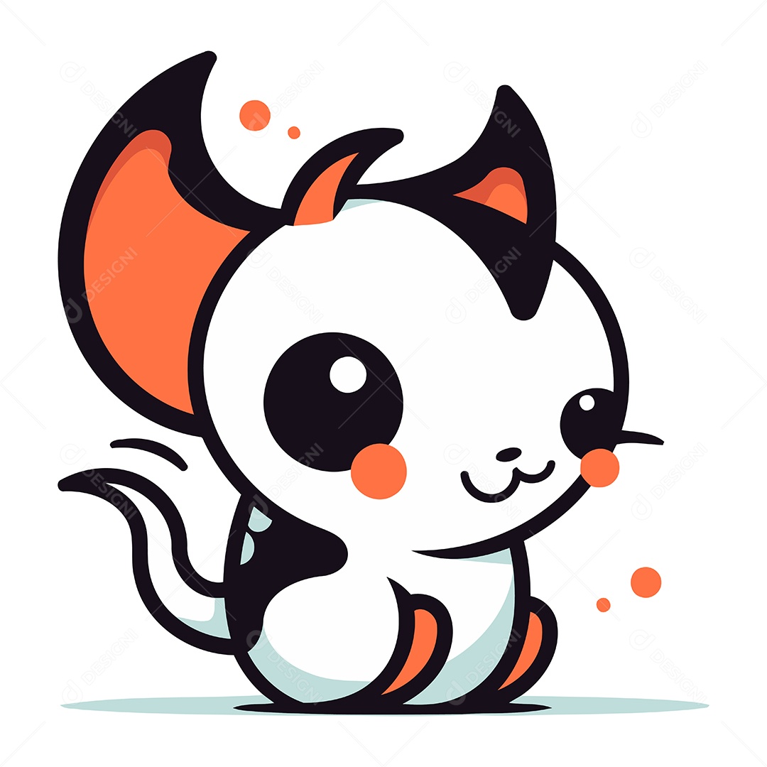 Gato Fofo de Desenho Animado Ilustração Vetor EPS