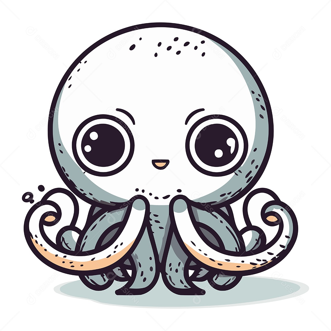 Polvo Bonito de Desenho Animado Ilustração Vetor EPS