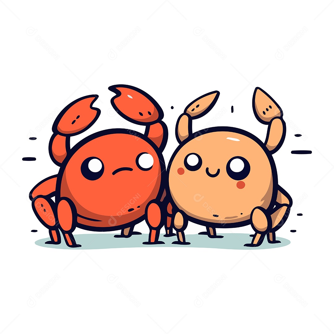 Caranguejos de Desenho Animado Ilustração Vetor EPS