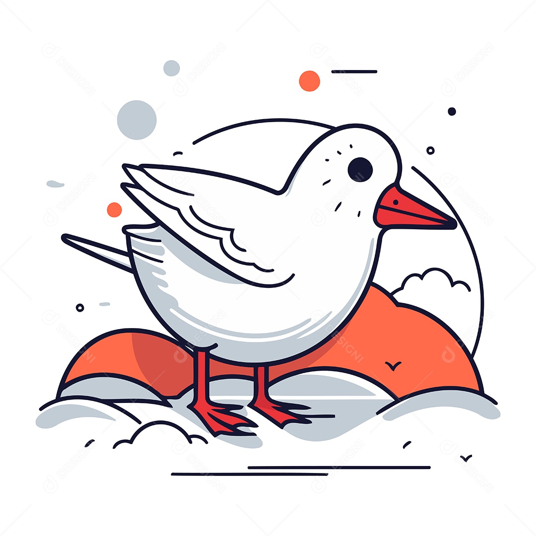 Gaivota de Desenho Animado Ilustração Vetor EPS