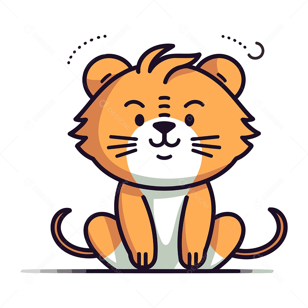 Leãozinho Fofo de Desenho Animado Ilustração Vetor EPS