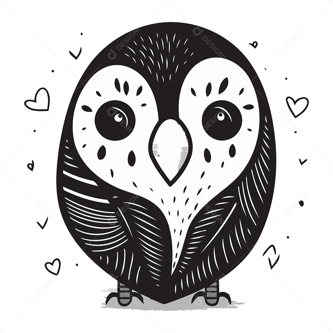 Coruja Fofa de Desenho Animado Ilustração Vetor EPS