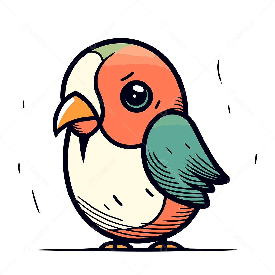 Passarinho Fofo de Desenho Animado Ilustração Vetor EPS