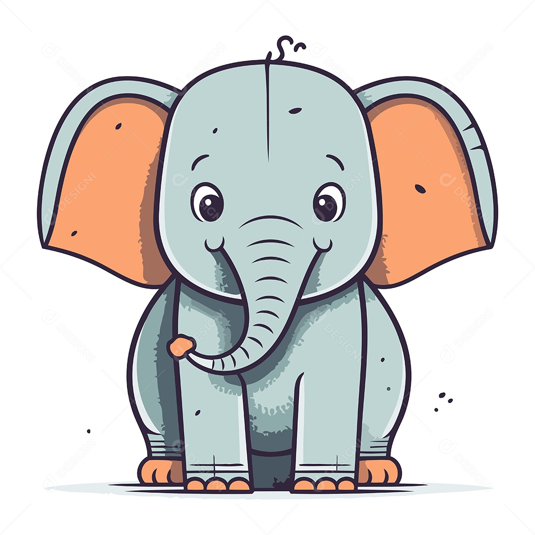Elefante de Desenho Animado Ilustração Vetor EPS
