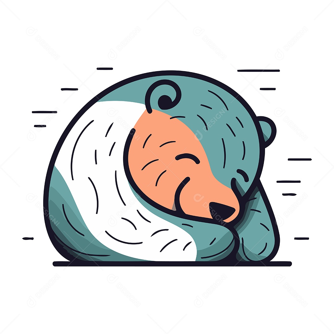 Urso Fofo Dormindo de Desenho Animado Ilustração Vetor EPS
