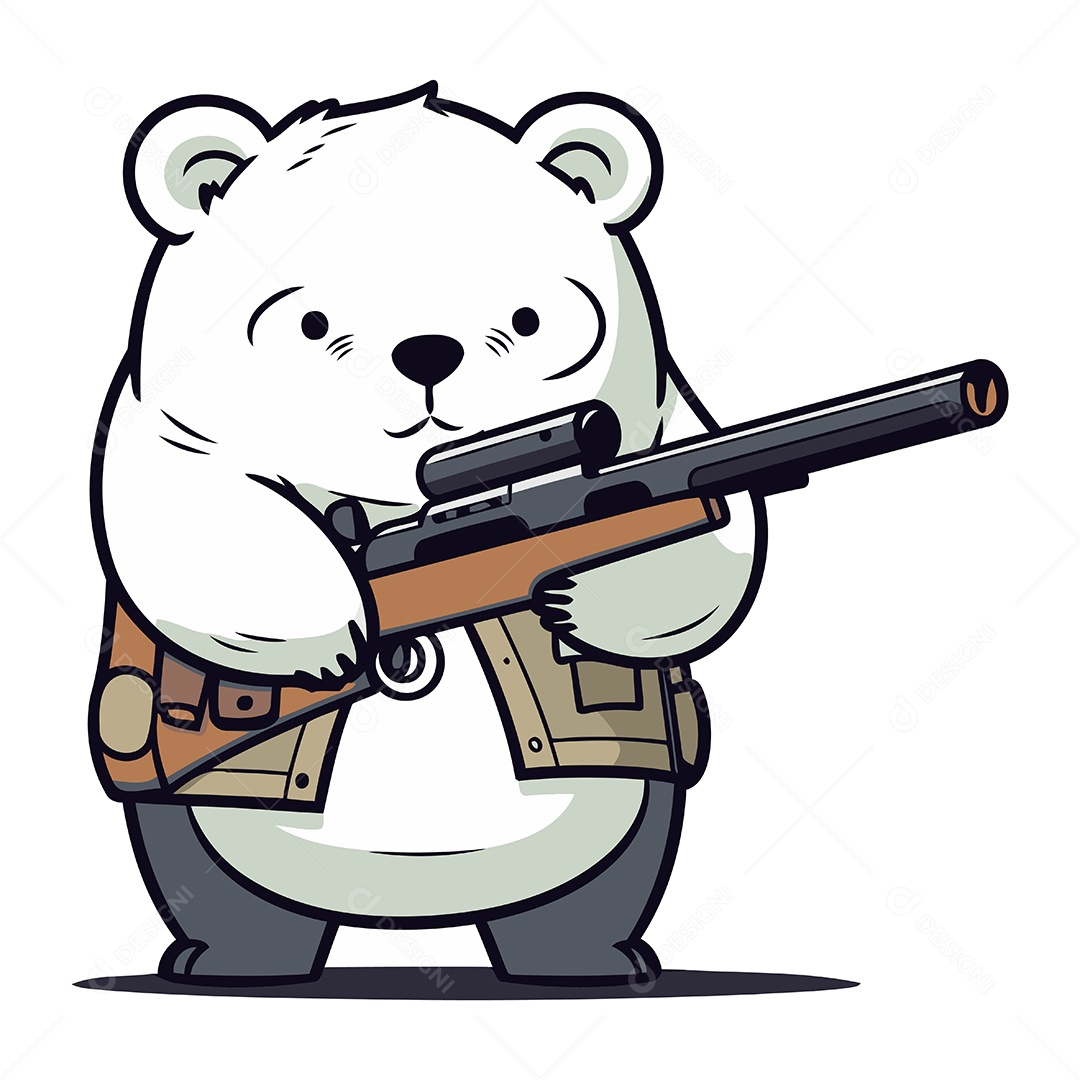 Urso Polar com uma Arma na Mão Ilustração Vetor EPS