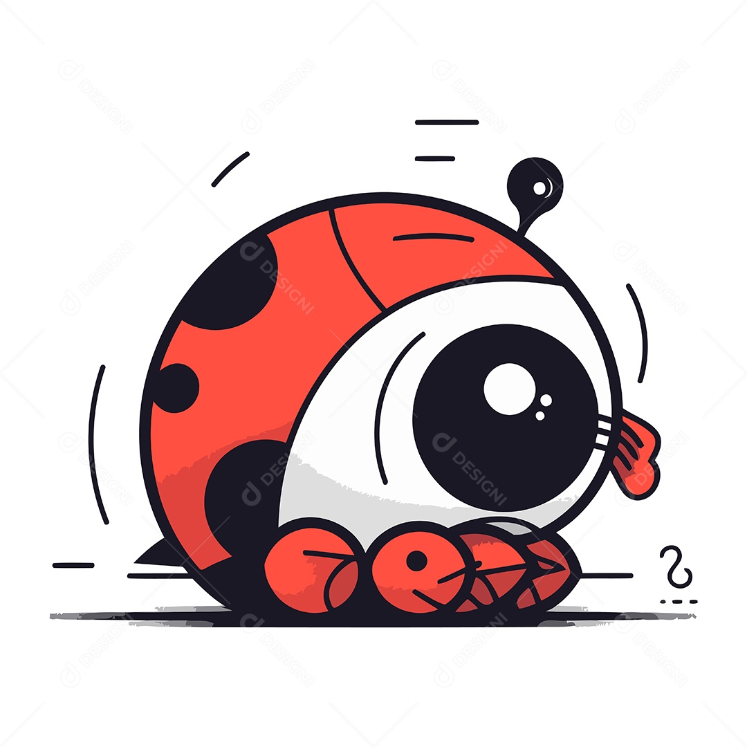 Joaninha Fofa de Desenho Animado Ilustração Vetor EPS