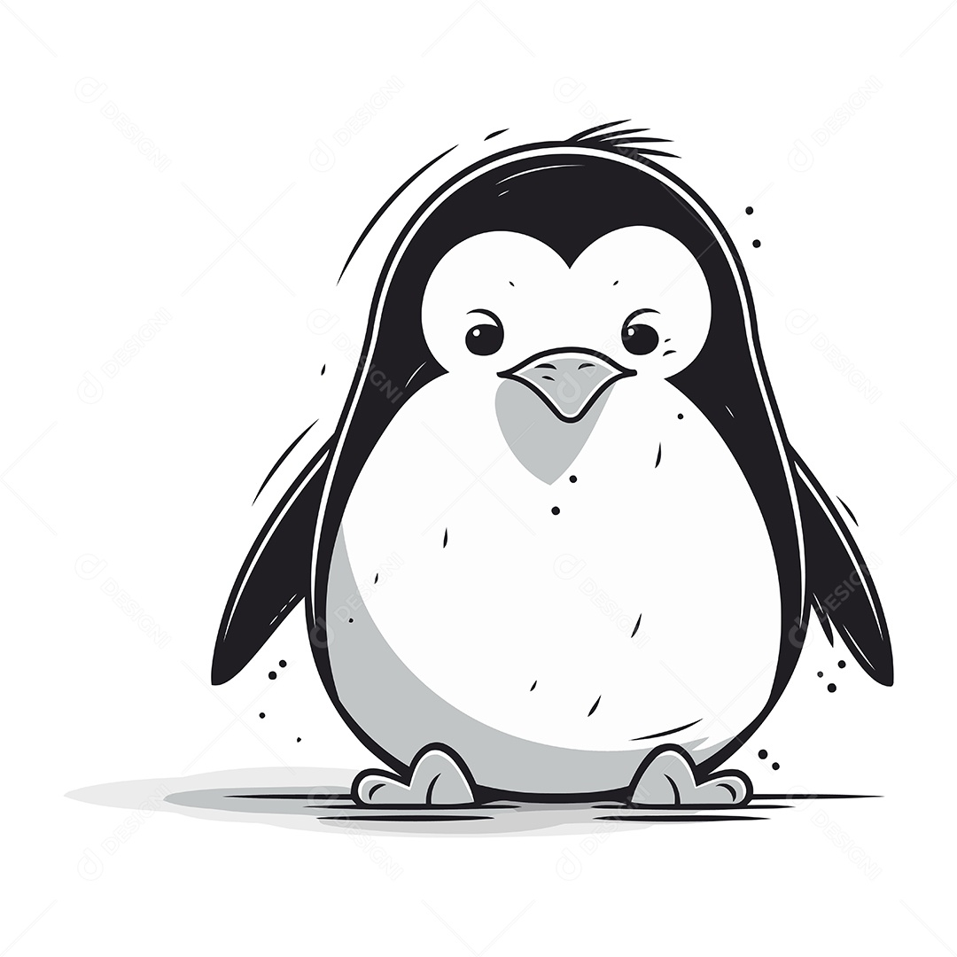 Pinguim de Desenho Animado Ilustração Vetor EPS