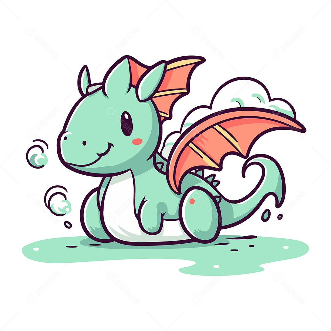 Dragão de Desenho Animado Ilustração Vetor EPS