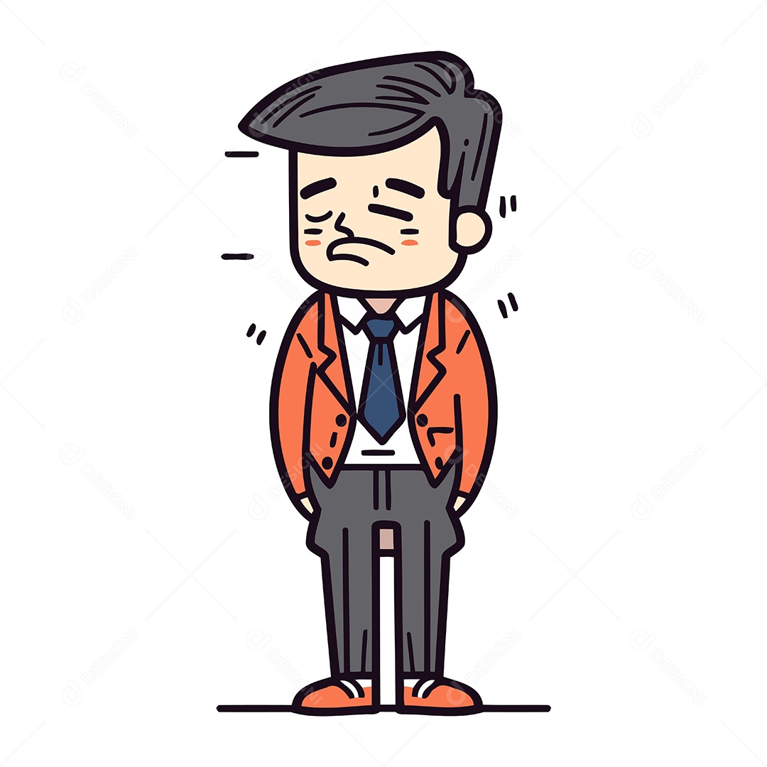 Homem Triste de Desenho Animado Ilustração Vetor EPS