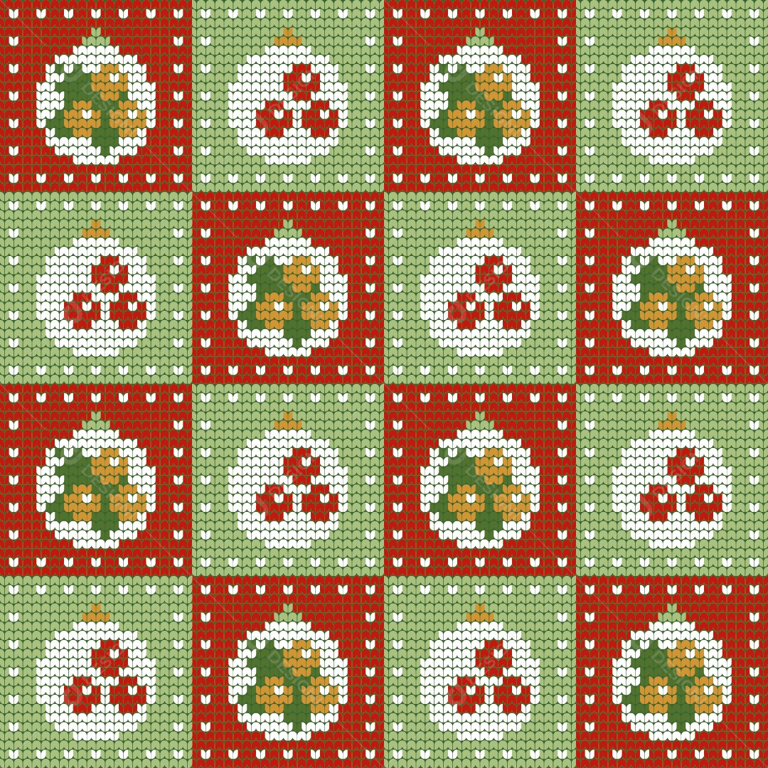 Tricô Natalino Bolas de Natal Ilustração Vetor EPS