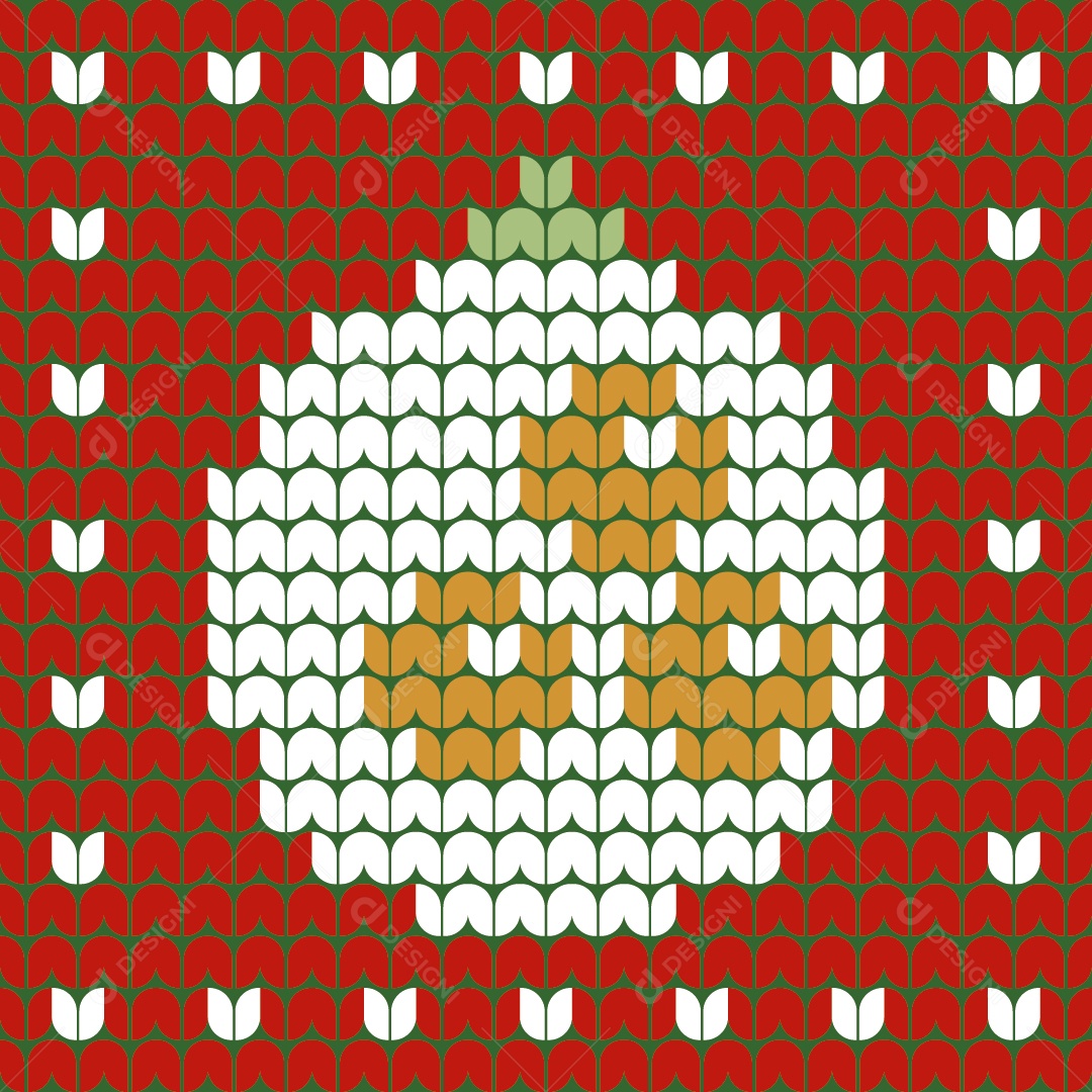 Ilustração Tricô Natalino Bola de Natal Vetor EPS