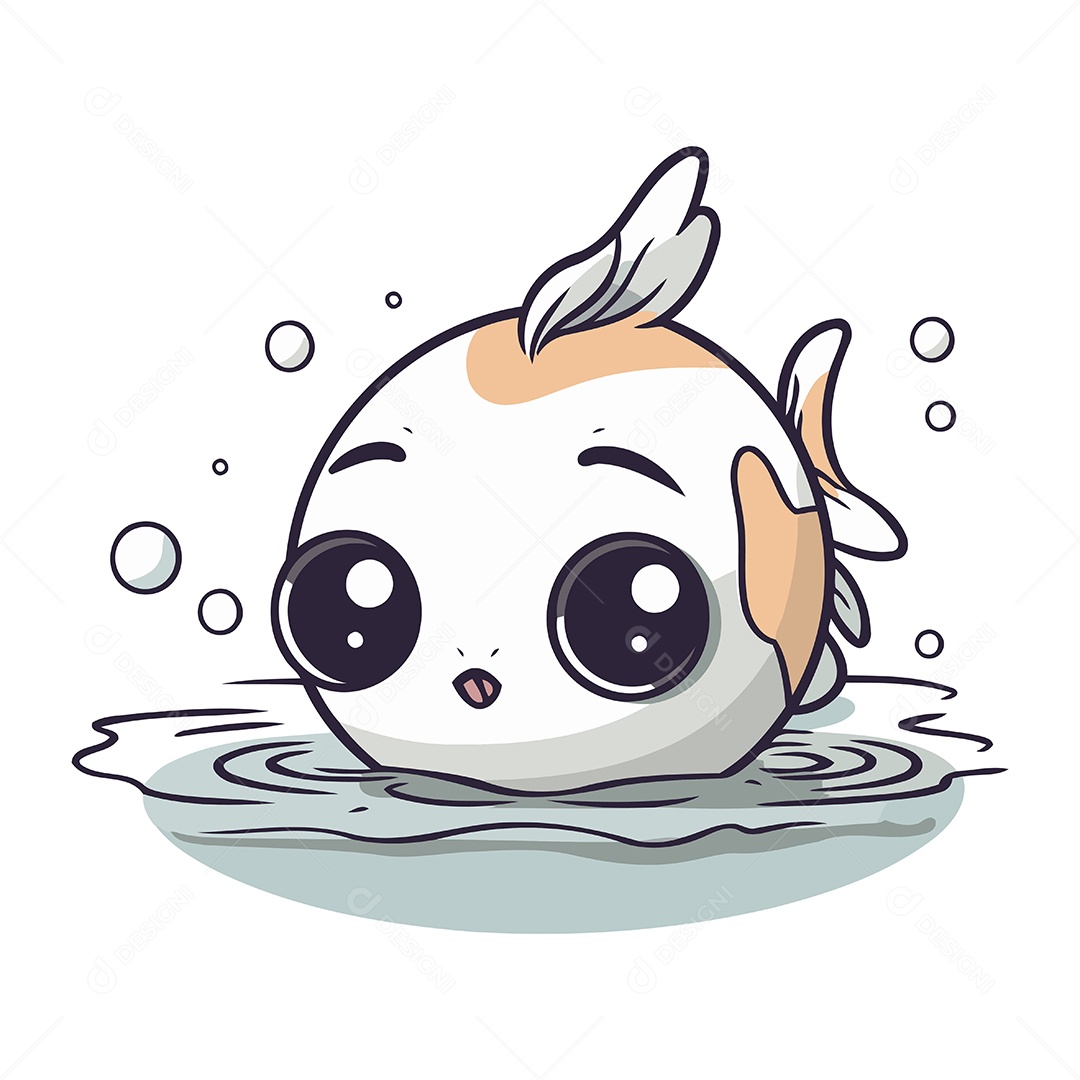 Peixe Bonito de Desenho Animado Ilustração Vetor EPS