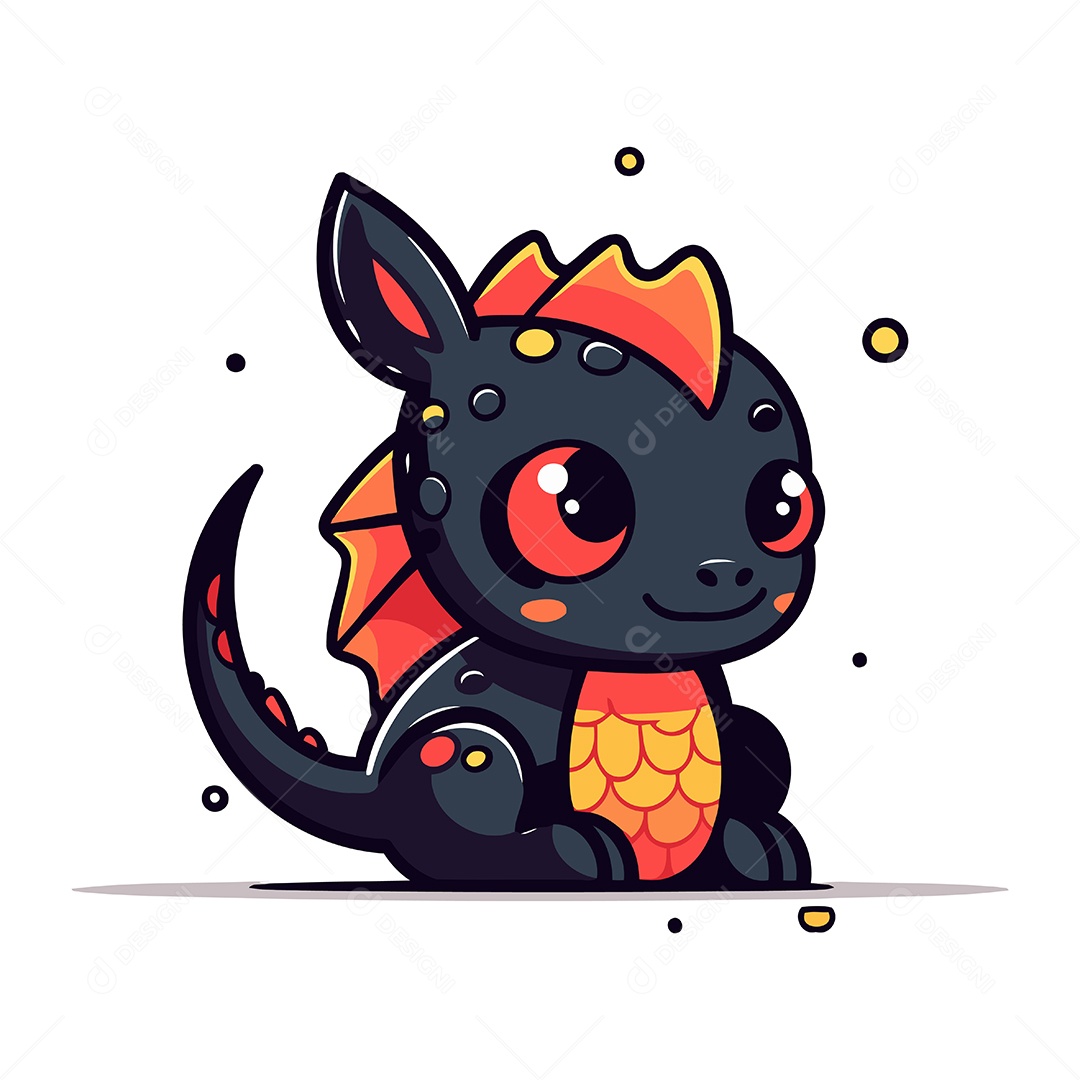 Dragão Bonito de Desenho Animado Ilustração Vetor EPS