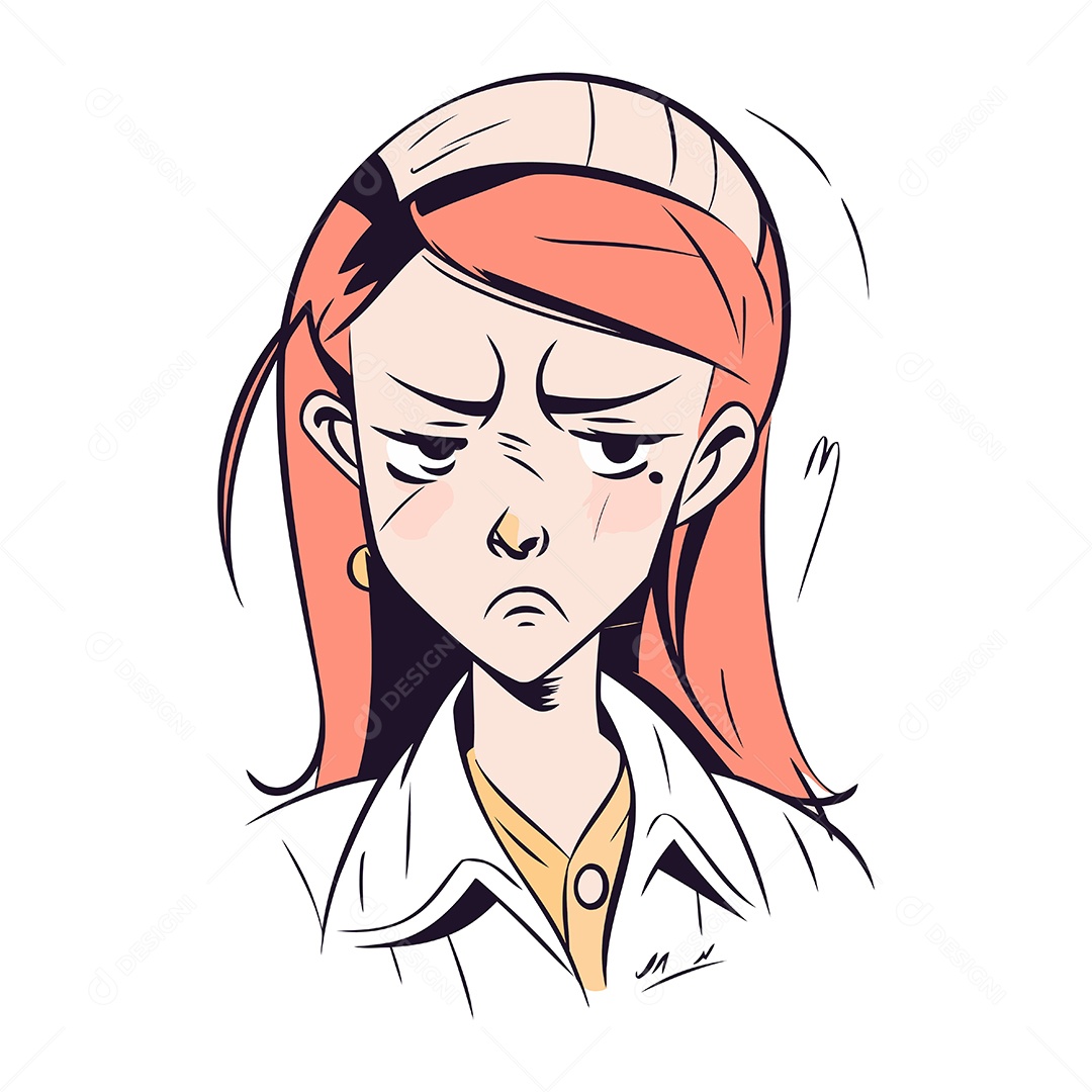 Jovem Mulher com Dor de Cabeça Ilustração Vetor EPS