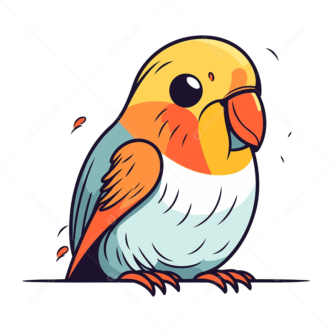 Papagaio Fofo de Desenho Animado Ilustração Vetor EPS