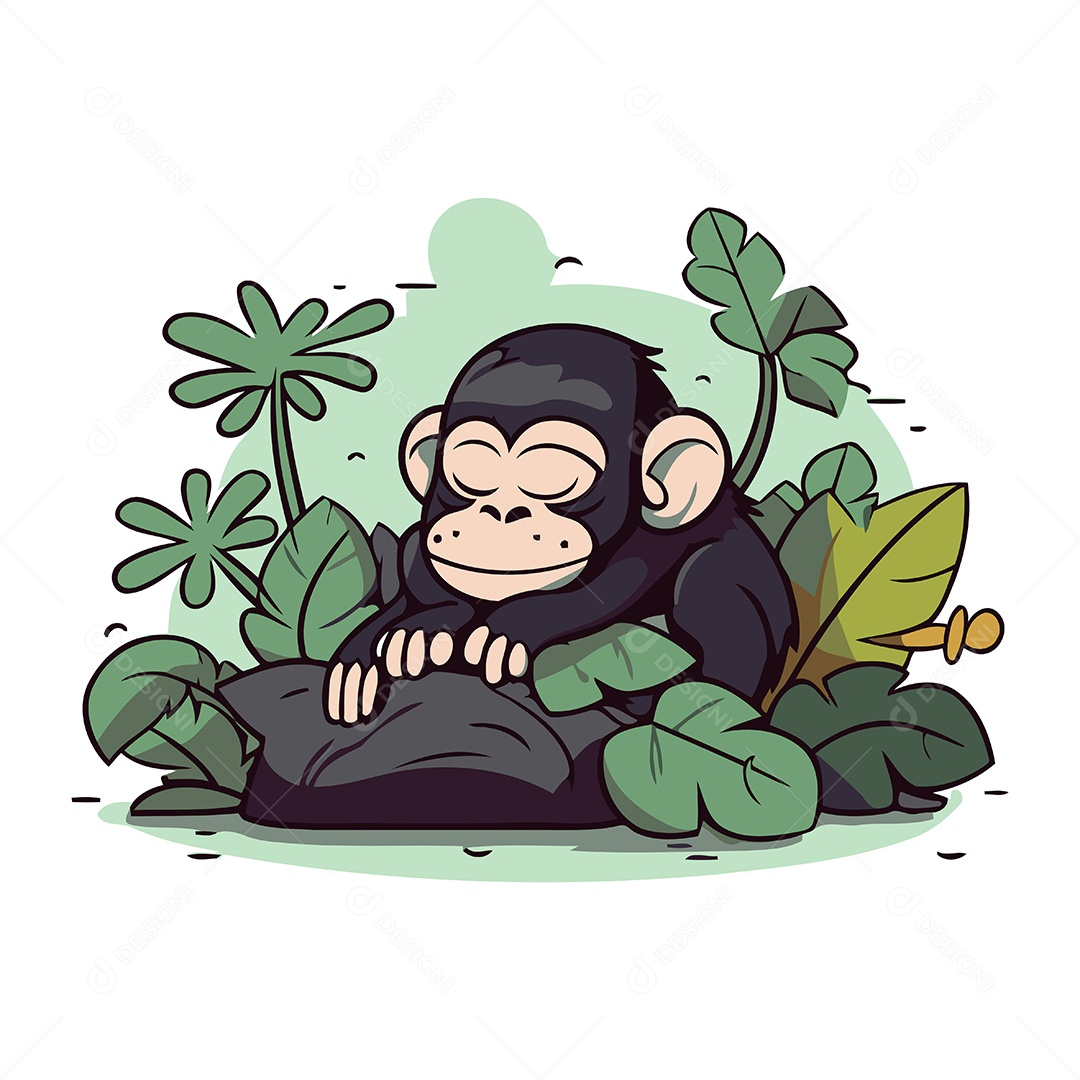 Macaco de Desenho Animado Ilustração Vetor EPS