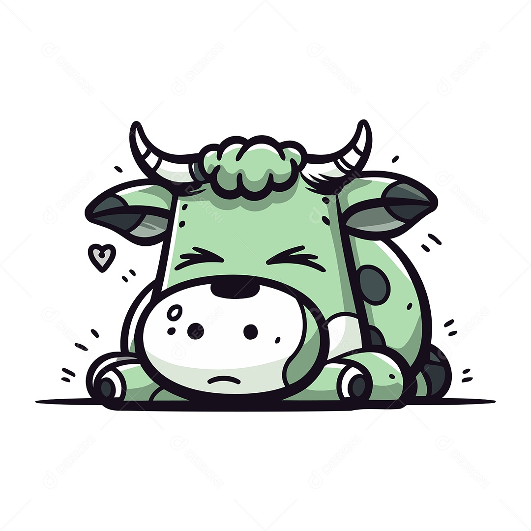 Vaca Fofa de Desenho Animado Ilustração Vetor EPS