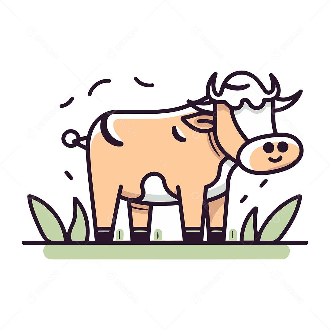 Vaca de Desenho Animado Ilustração Vetor EPS