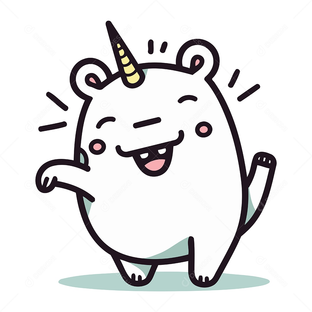 Unicórnio Fofo de Desenho Animado Ilustração Vetor EPS