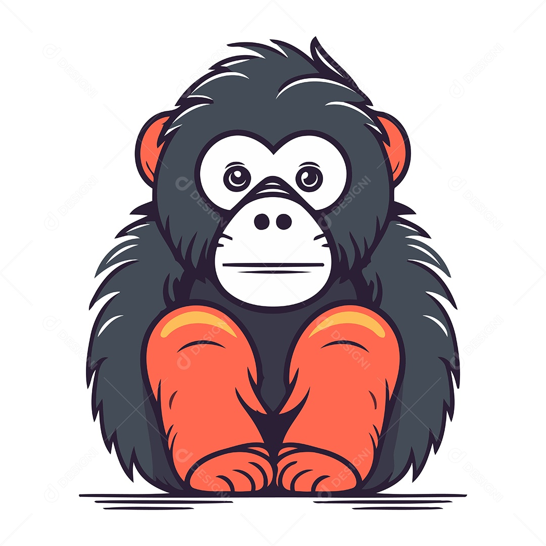 Chimpanzé de Desenho Animado Ilustração Vetor EPS