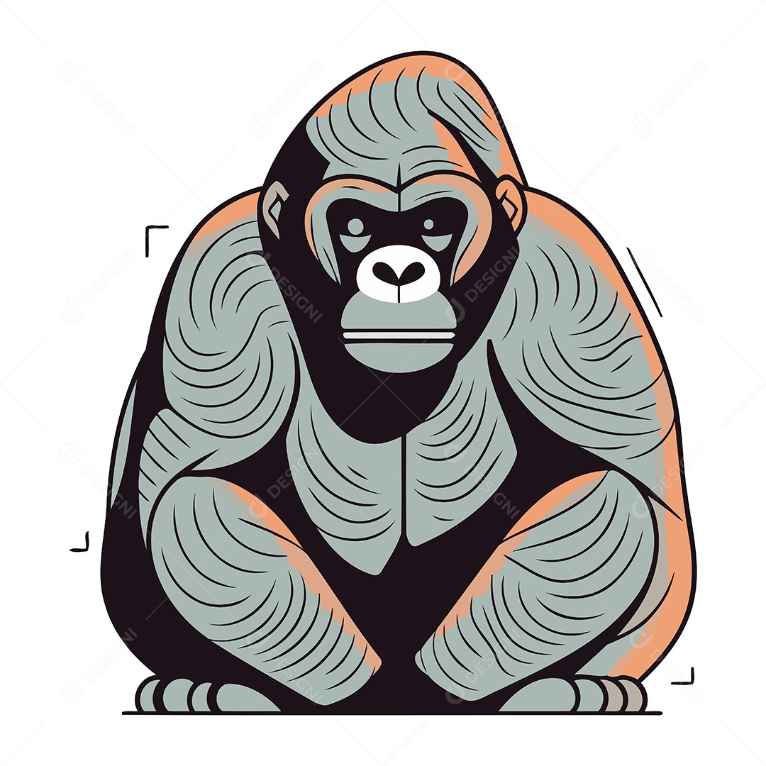Gorila de Desenho Animado Ilustração Vetor EPS