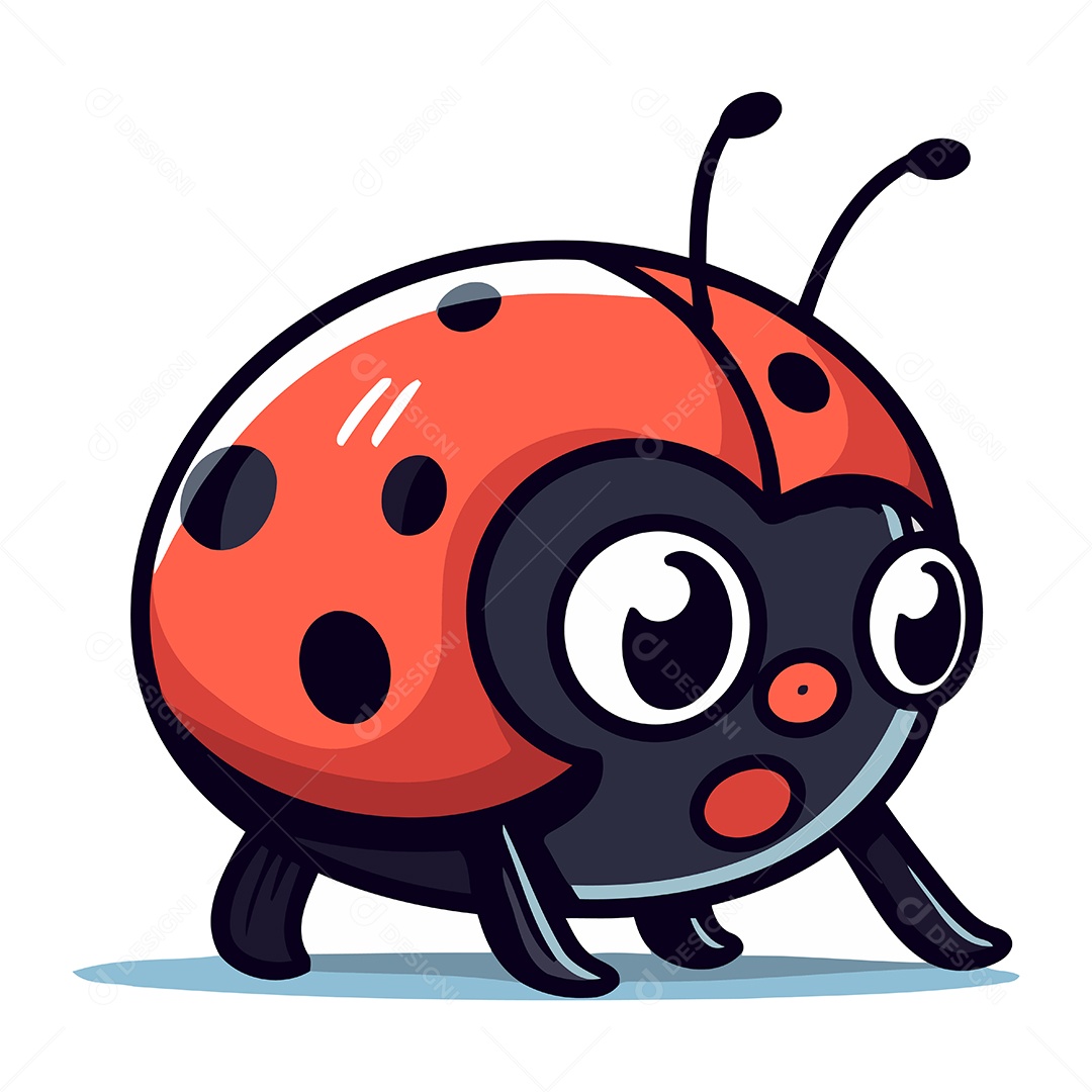 Joaninha Fofa de Desenho Animado Ilustração Vetor EPS